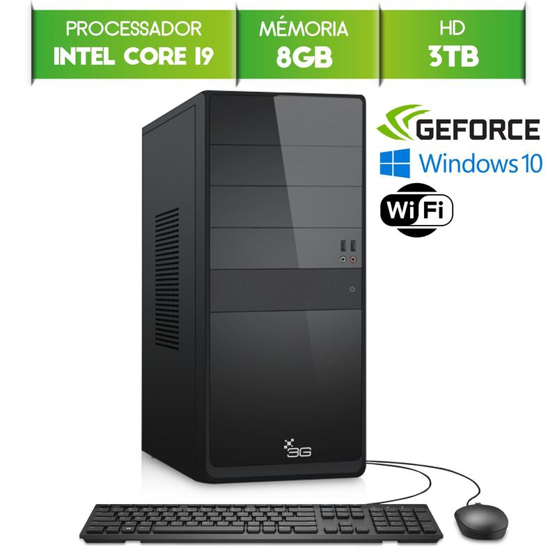 Computador Desktop Intel Core i9 9900KF 9ª Geração 8GB DDR4 HD 3TB